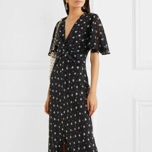 Like New RIXO Zhandra floral-print silk crepe de chine midi dress XXS/0